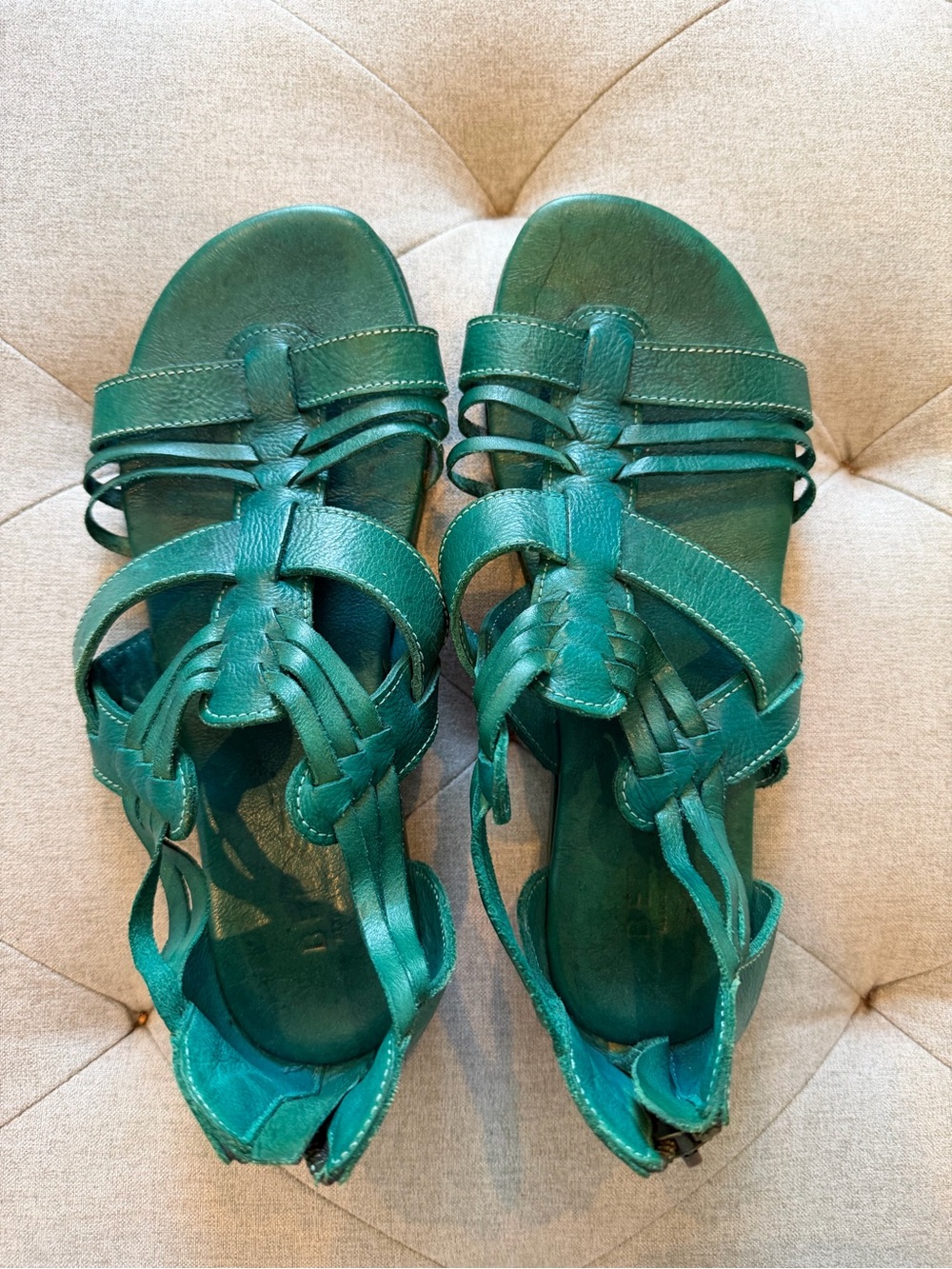 Bed Stu Teal Braided-Strap Women's Sandals